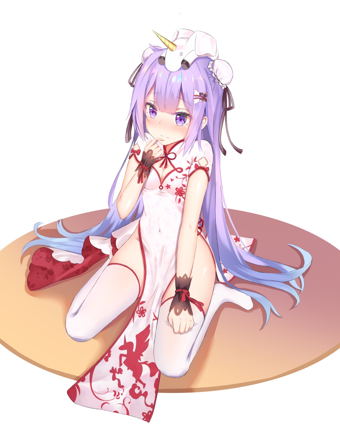azur_lane, chinadress, cleavage, mobu_(wddtfy61), thighhighs, unicorn_(azur_lane)