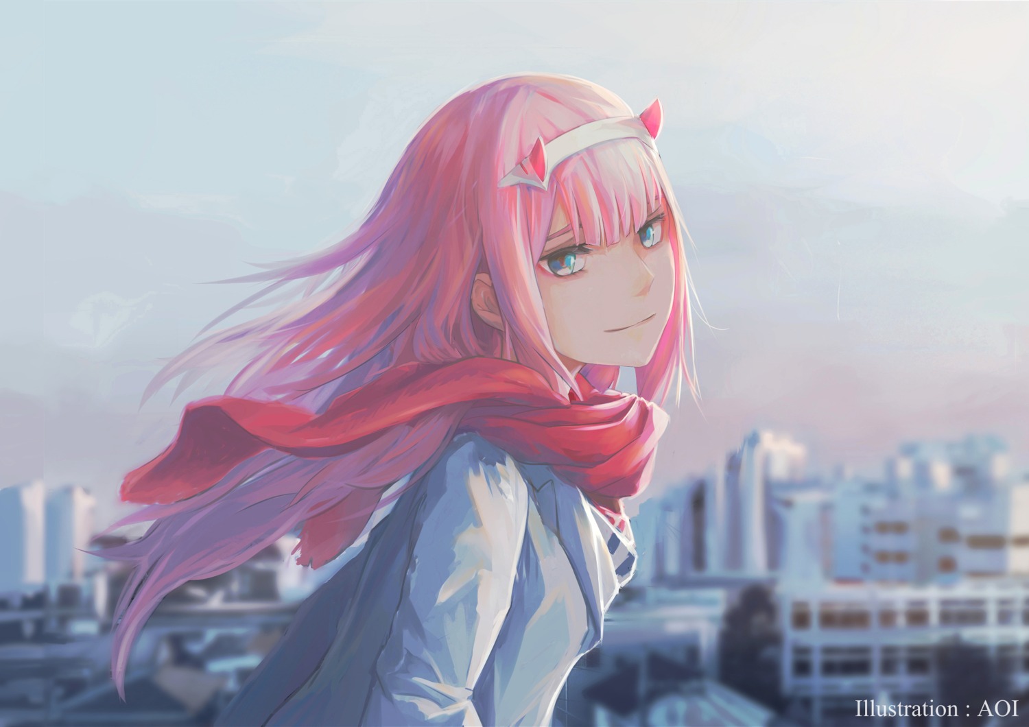 aoi_(artist), darling_in_the_franxx, horns, zero_two_(darling_in_the_franxx)