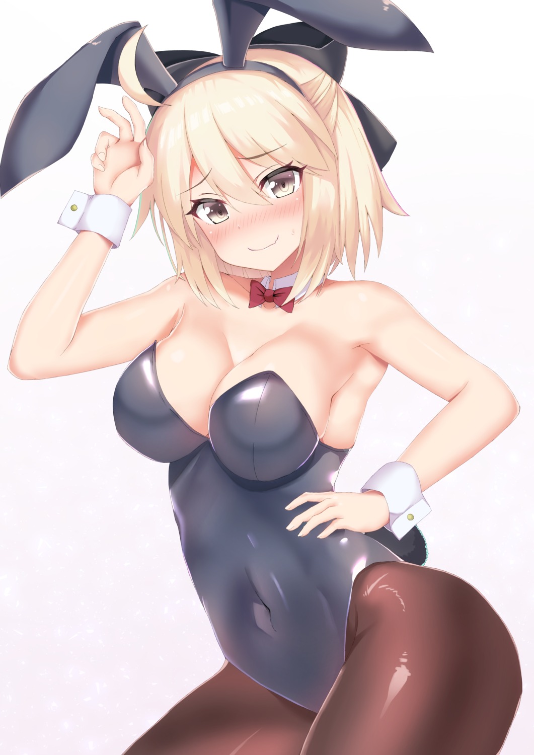 animal_ears, bunny_ears, bunny_girl, cleavage, fate/grand_order, okita_souji_(fate), pantyhose, rokita, tail