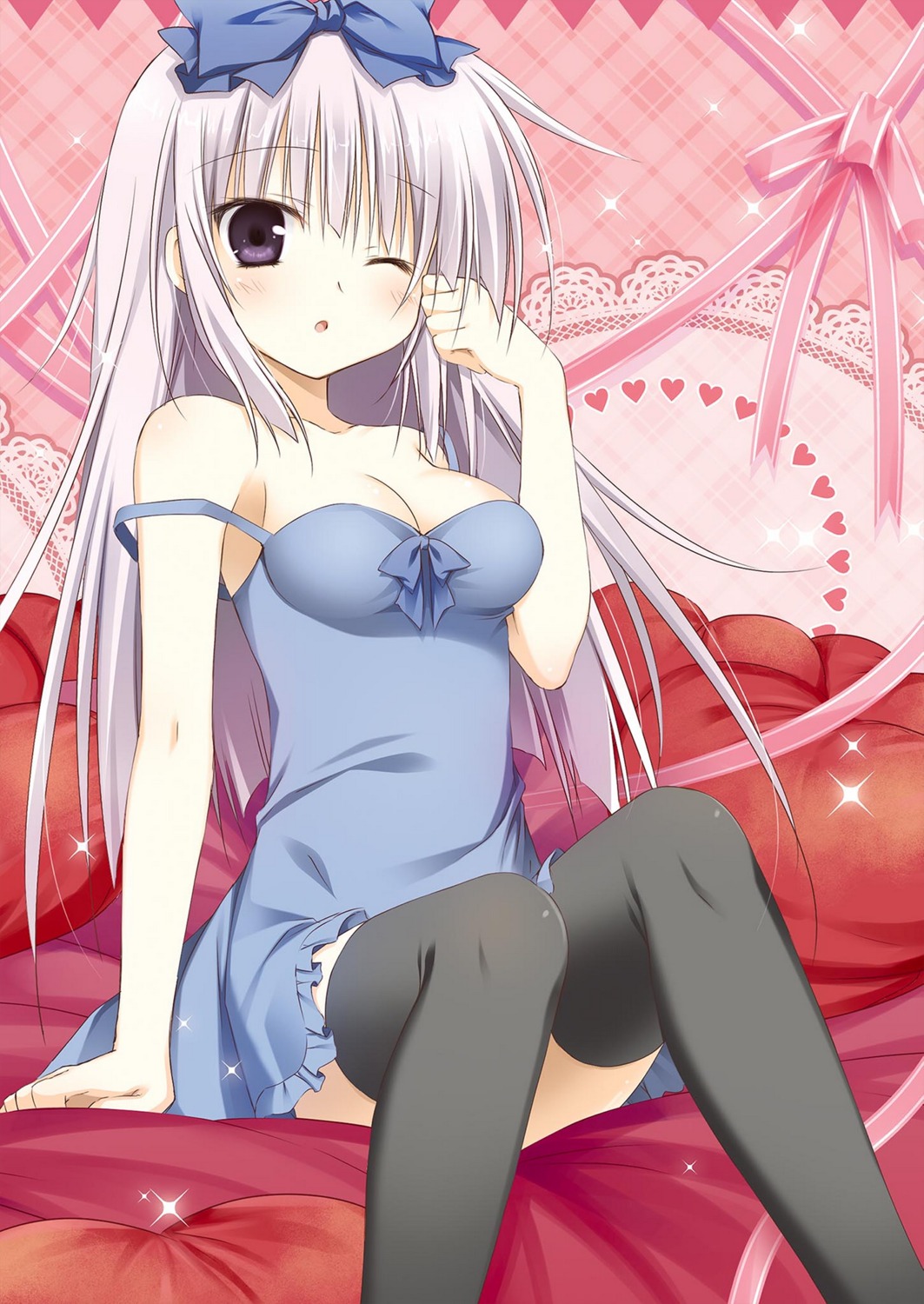 airi_(alice_or_alice), alice_or_alice_siscon_nii-san_to_futago_no_imouto, dress, korie_riko, no_bra, skirt_lift, thighhighs