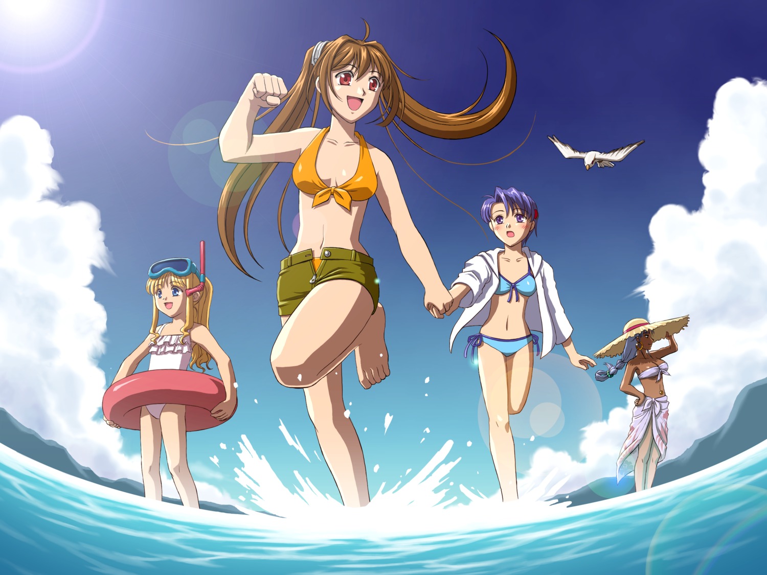 bikini, cleavage, eiyuu_densetsu, estelle_bright, falcom, klose_rinz, open_shirt, scherazard_harvey