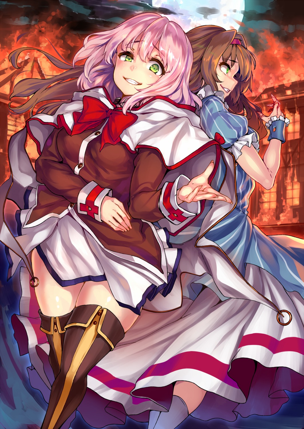 blood, dress, kaifuku_jutsushi_no_yarinaoshi_sokushi_mahou_to_skill_copy_no_chouetsu_heal, keyaru, norn_clatalissa_gioral, shiokonbu, thighhighs, trap