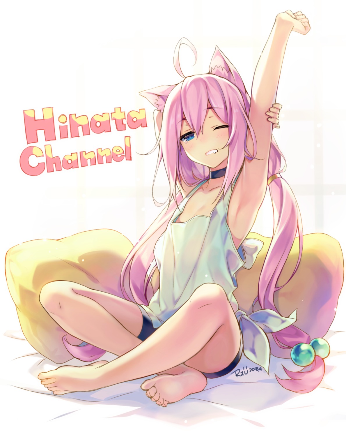 animal_ears, bike_shorts, feet, hinata_channel, nekomiya_hinata, riv