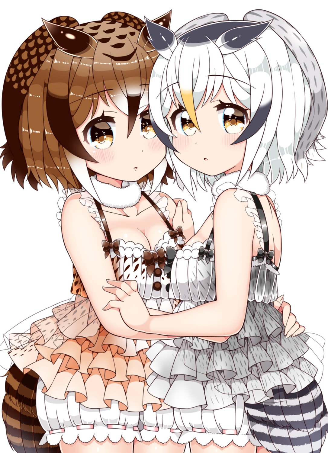 bloomers, cleavage, eurasian_eagle_owl, kanjitomiko, kemono_friends, northern_white-faced_owl, tail