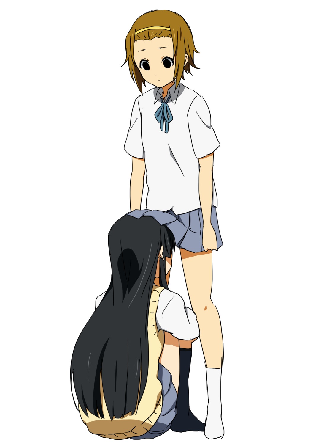 akiyama_mio, k-on!, kicchi, seifuku, skirt_lift, tainaka_ritsu