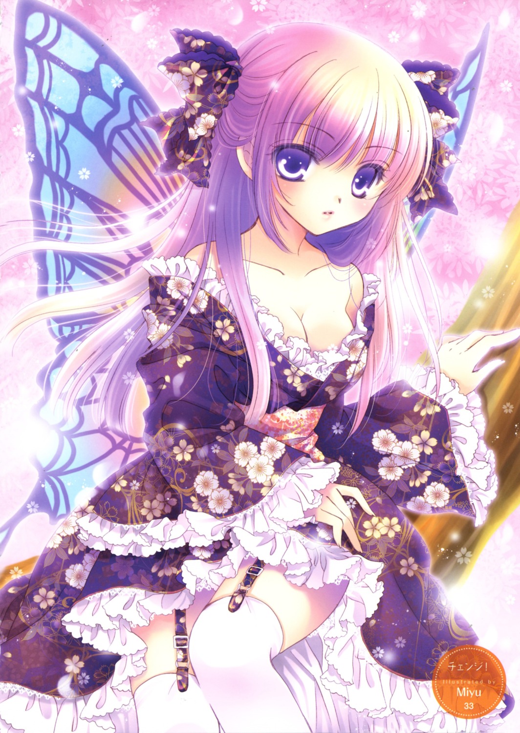 cleavage, fairy, lolita_fashion, miyu_(artist), stockings, thighhighs, wa_lolita, wings