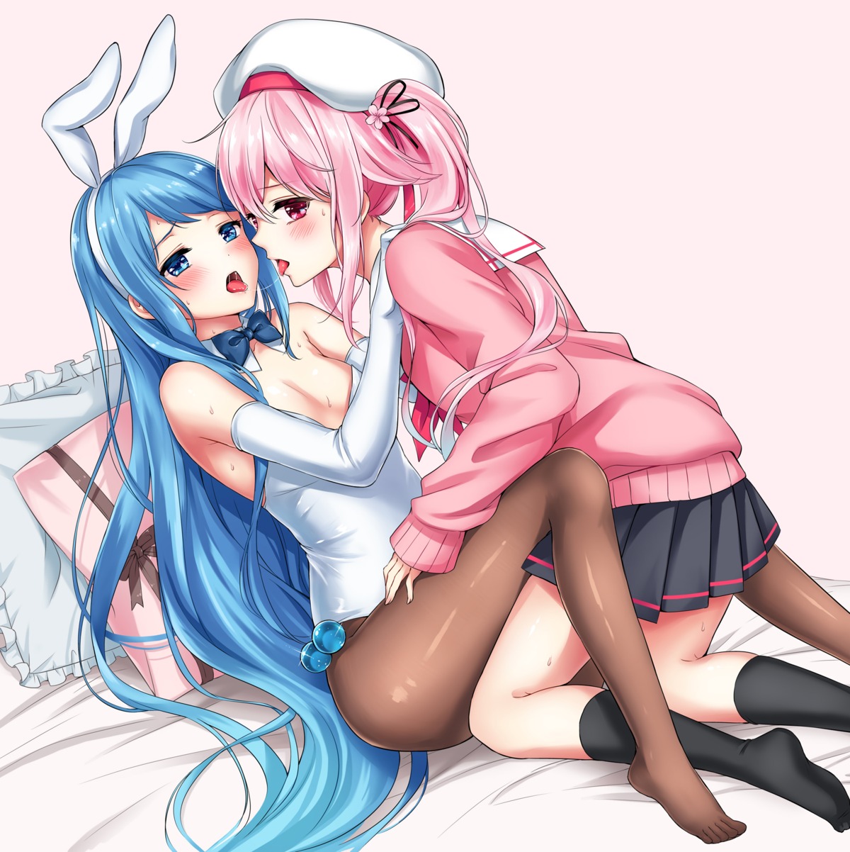 animal_ears, bunny_ears, bunny_girl, harusame_(kancolle), kantai_collection, nanairo_fuuka, pantyhose, samidare_(kancolle)