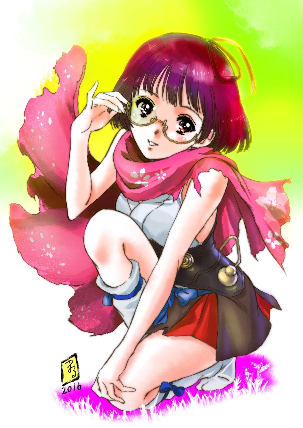 armor, japanese_clothes, koutetsujou_no_kabaneri, marufuji_hirotaka, megane, mumei