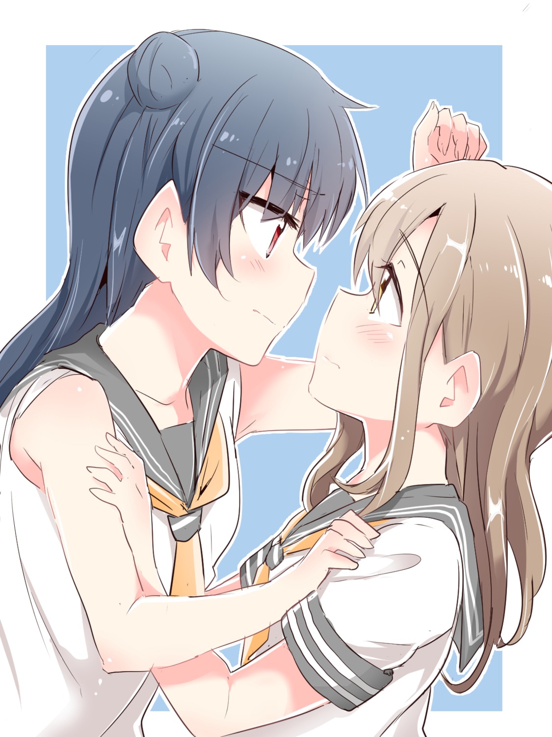 kunikida_hanamaru, love_live!_(series), love_live!_sunshine!!, seifuku, tsushima_yoshiko, yasaka_shuu, yuri