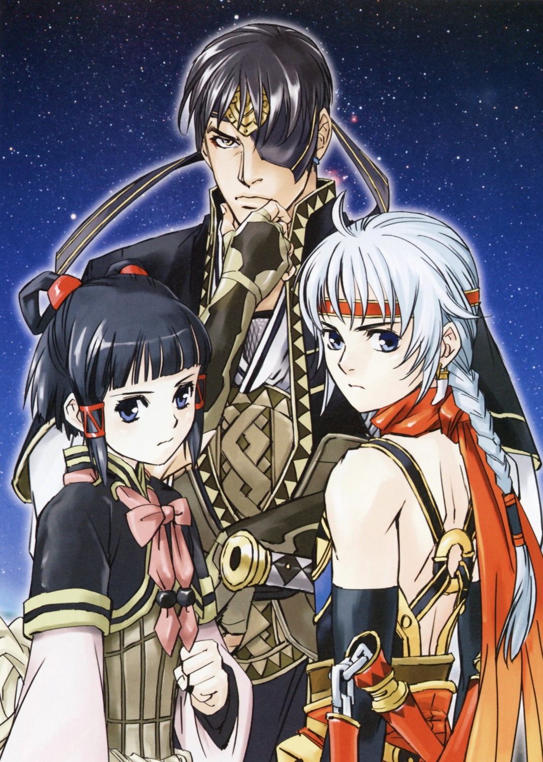 eyepatch, freyjadour_falenas, fujita_kaori, georg_prime, japanese_clothes, lyon, robe, suikoden
