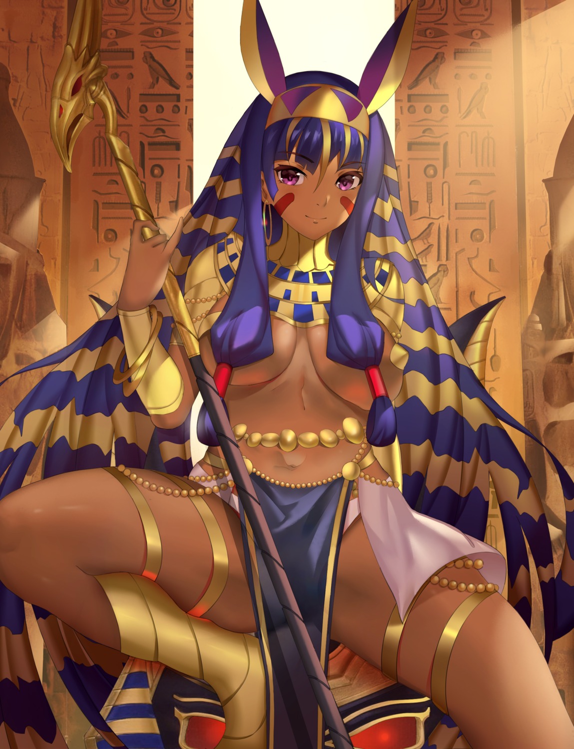 animal_ears, bunny_ears, fate/grand_order, garter, magician_(china), nitocris_(fate), no_bra, pantsu