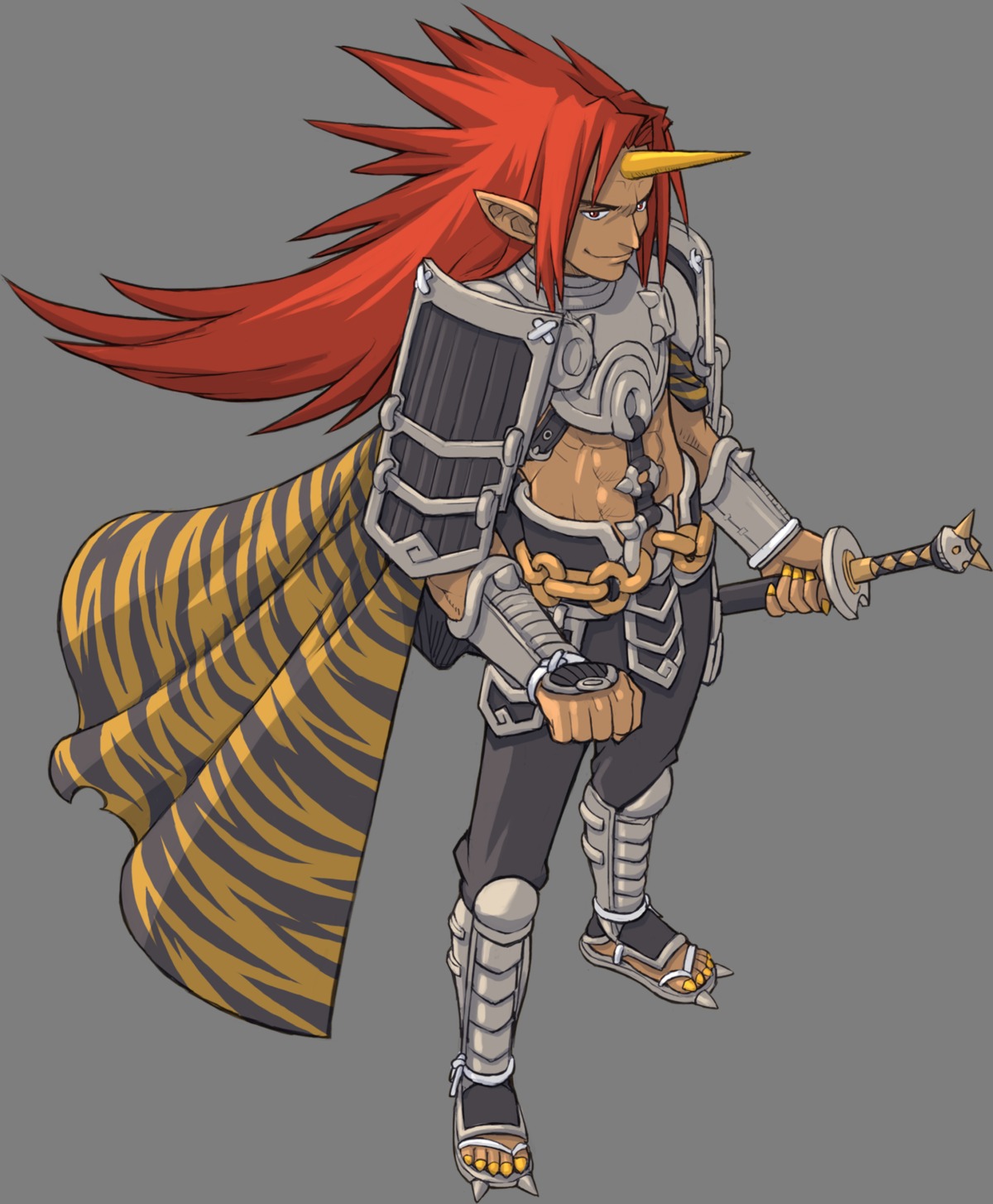 armor, devil, horns, male, ootsuka_shinichirou, rasho, summon_night, summon_night:_craft_sword_monogatari, sword, transparent_png