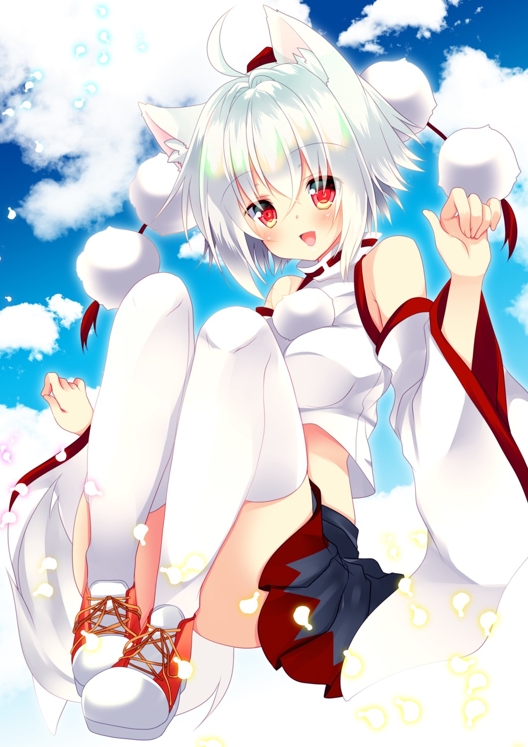 animal_ears, hikanyan, inubashiri_momiji, tail, thighhighs, touhou