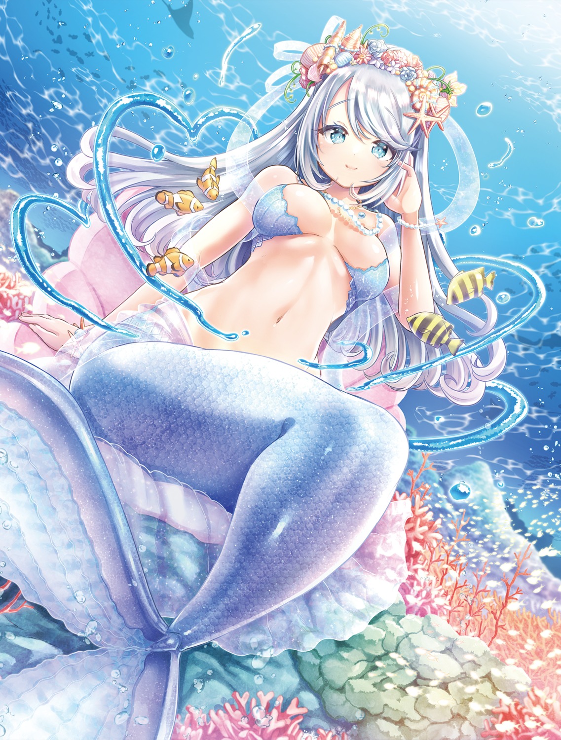 bikini_top, kamiya_zuzu, mermaid, monster_girl, swimsuits, tail