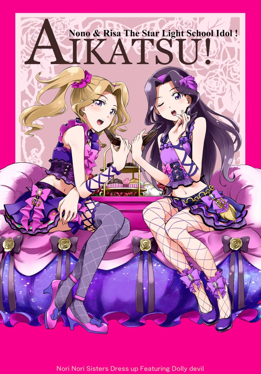 aikatsu!, daichi_nono, fishnets, heels, kurose_kousuke, shirakaba_risa, thighhighs