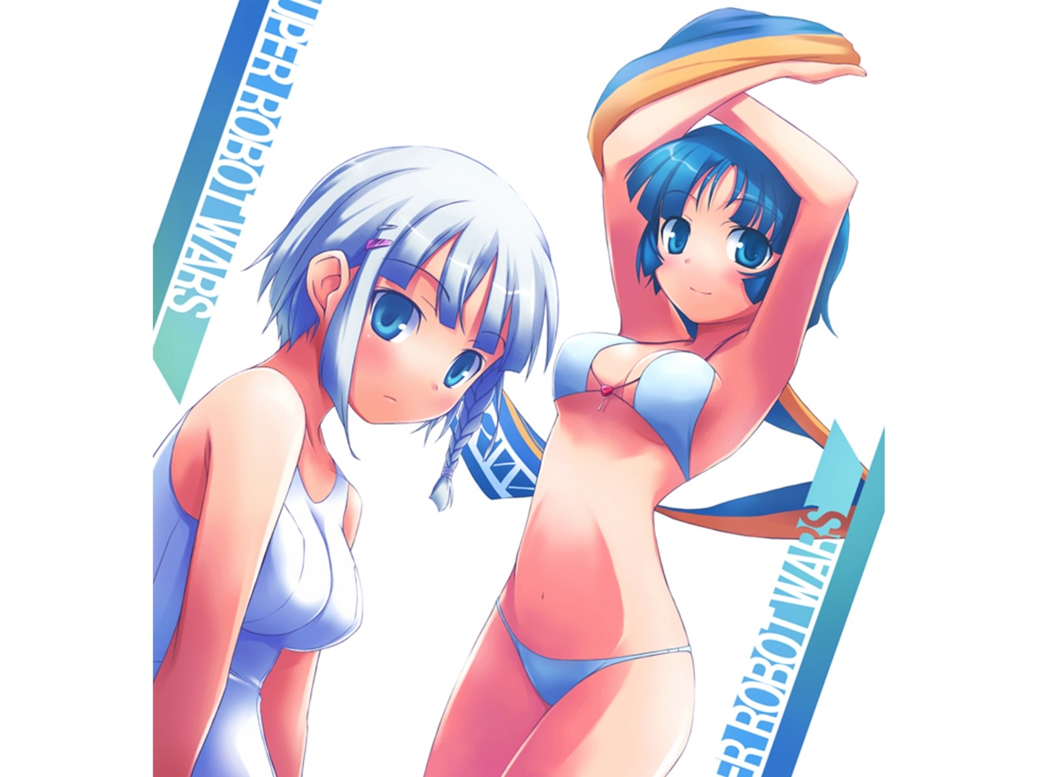 bikini, kusuha_mizuha, nanakusa, school_swimsuit, seolla_schweizer, super_robot_wars, swimsuits, wallpaper