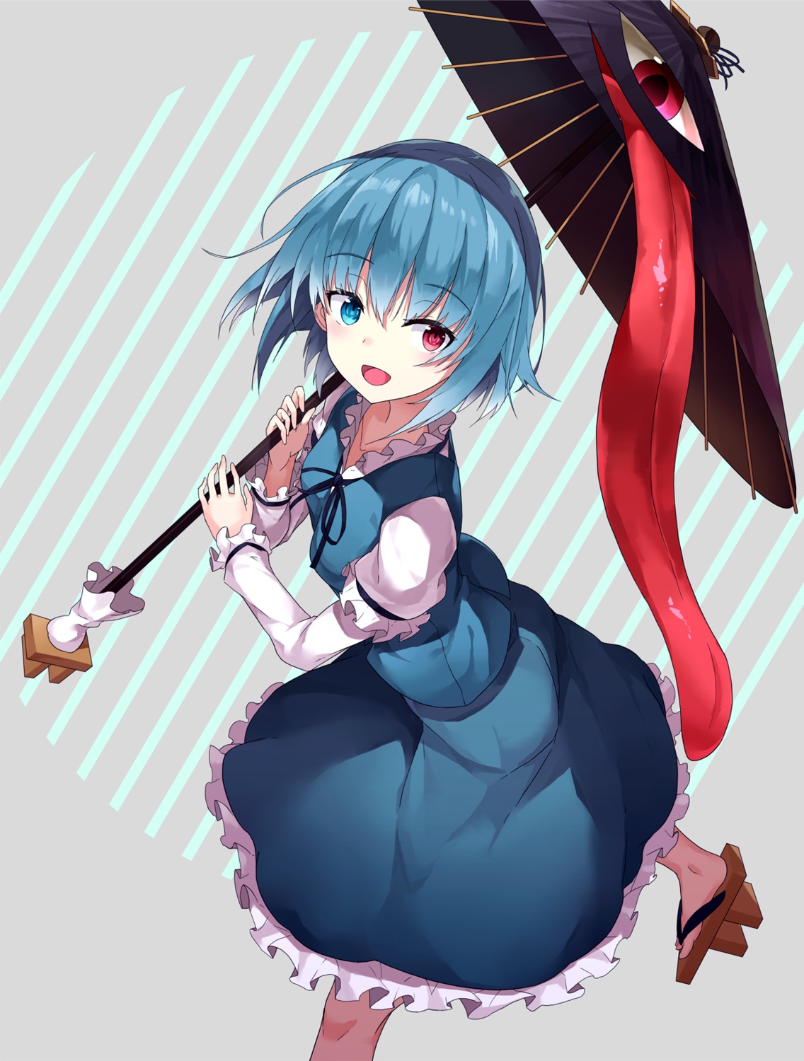 heterochromia, hide448, tatara_kogasa, touhou, umbrella