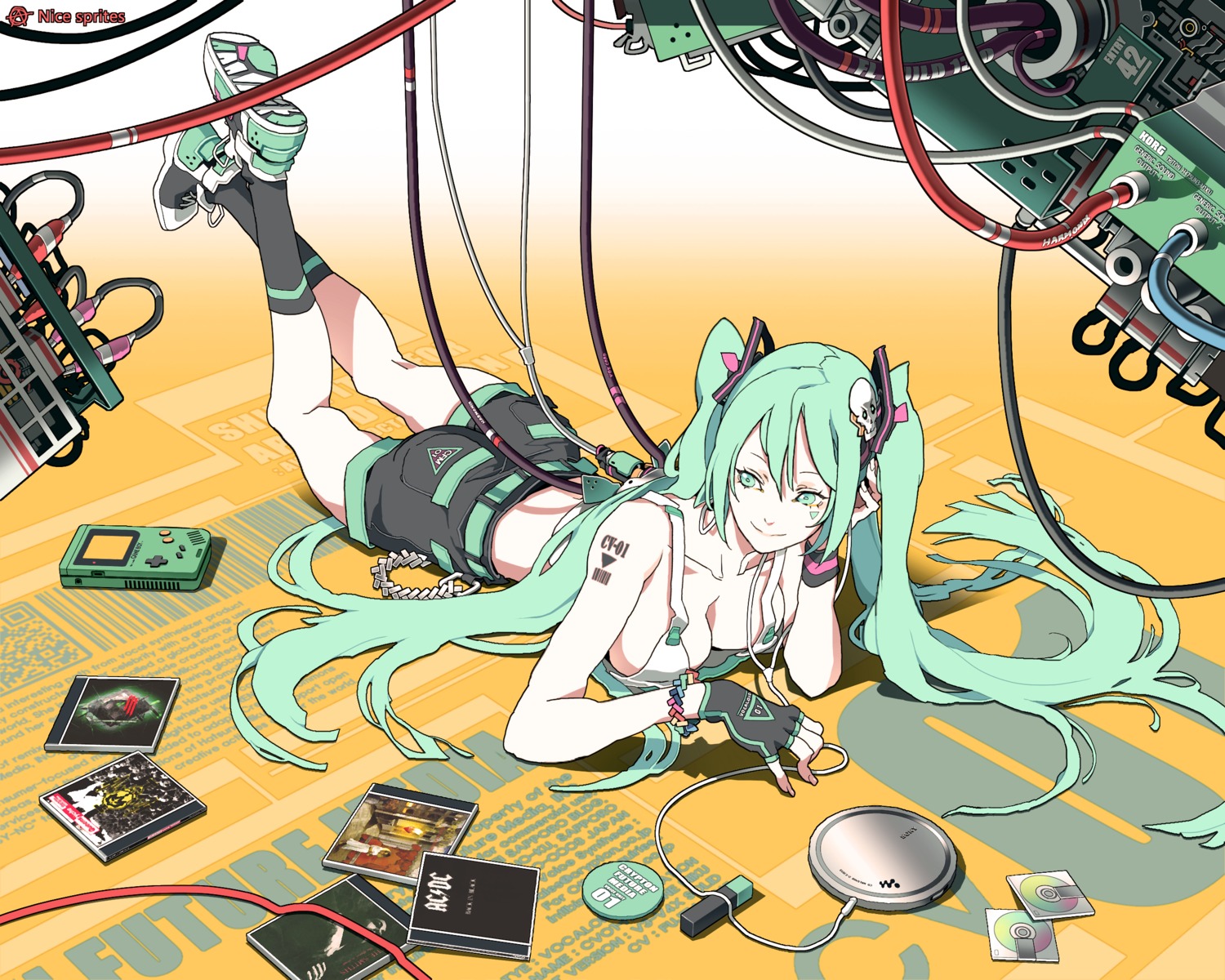 circle_a_(artist), hatsune_miku, no_bra, tattoo, vocaloid