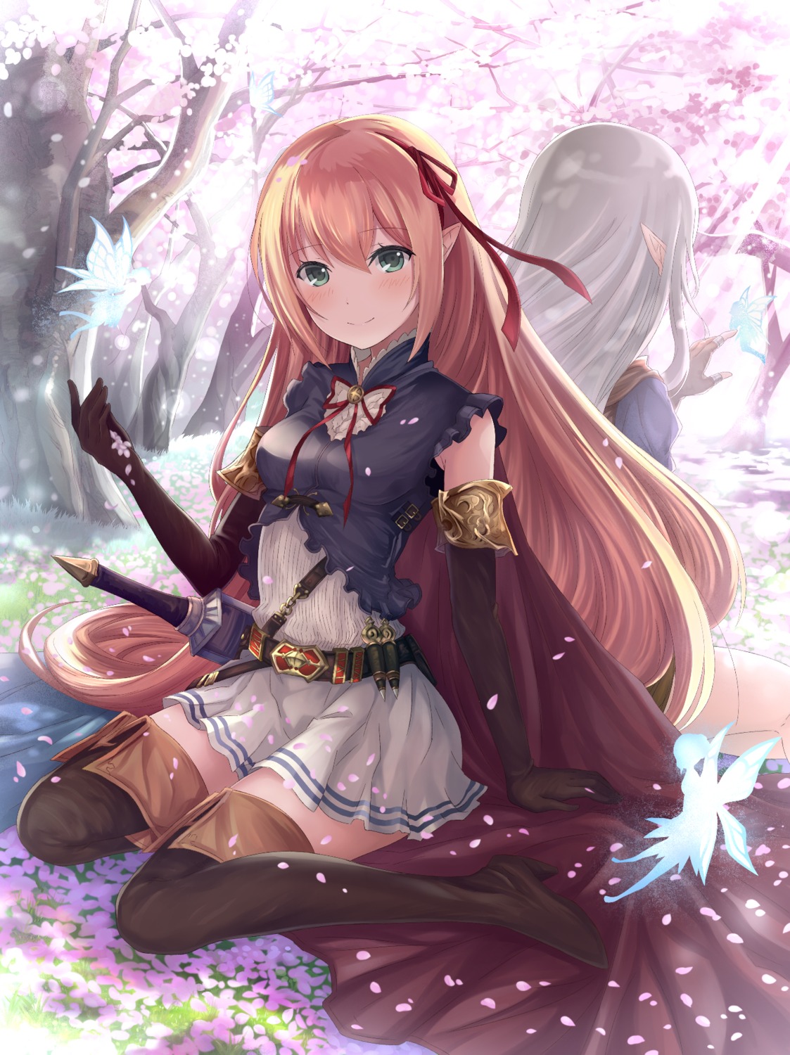 arisa_(shadowverse), heels, mamehamu, pointy_ears, shadowverse, sword, thighhighs