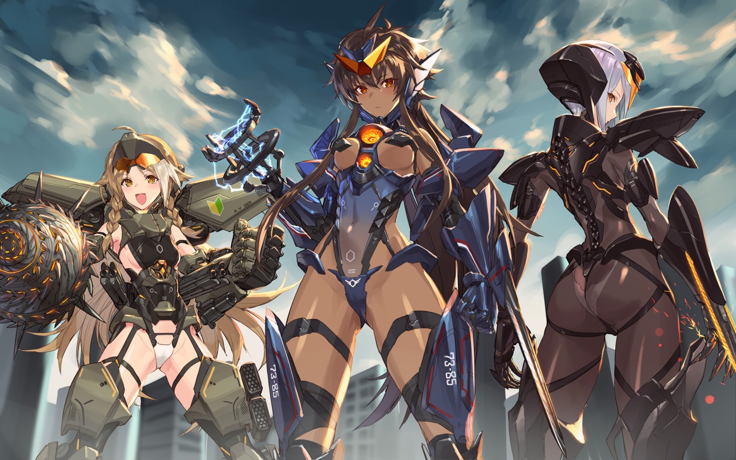 ass, bodysuit, mecha_musume, no_bra, pacific_rim, sigma99, stockings, thighhighs, thong, weapon