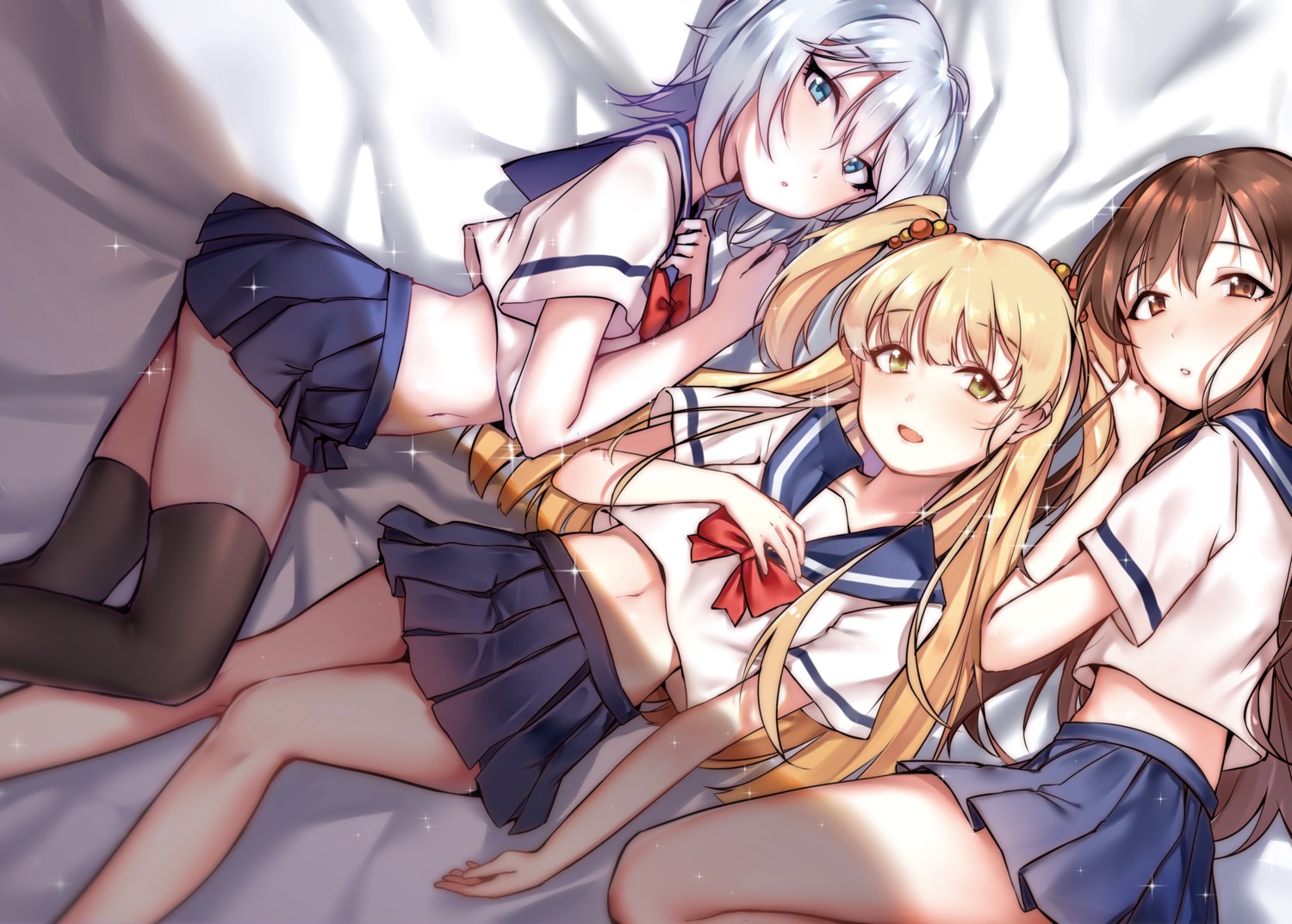 anastasia_(idolm@ster), jougasaki_rika, nitta_minami, seifuku, sunege_(hp0715), the_idolm@ster, the_idolm@ster_cinderella_girls, thighhighs