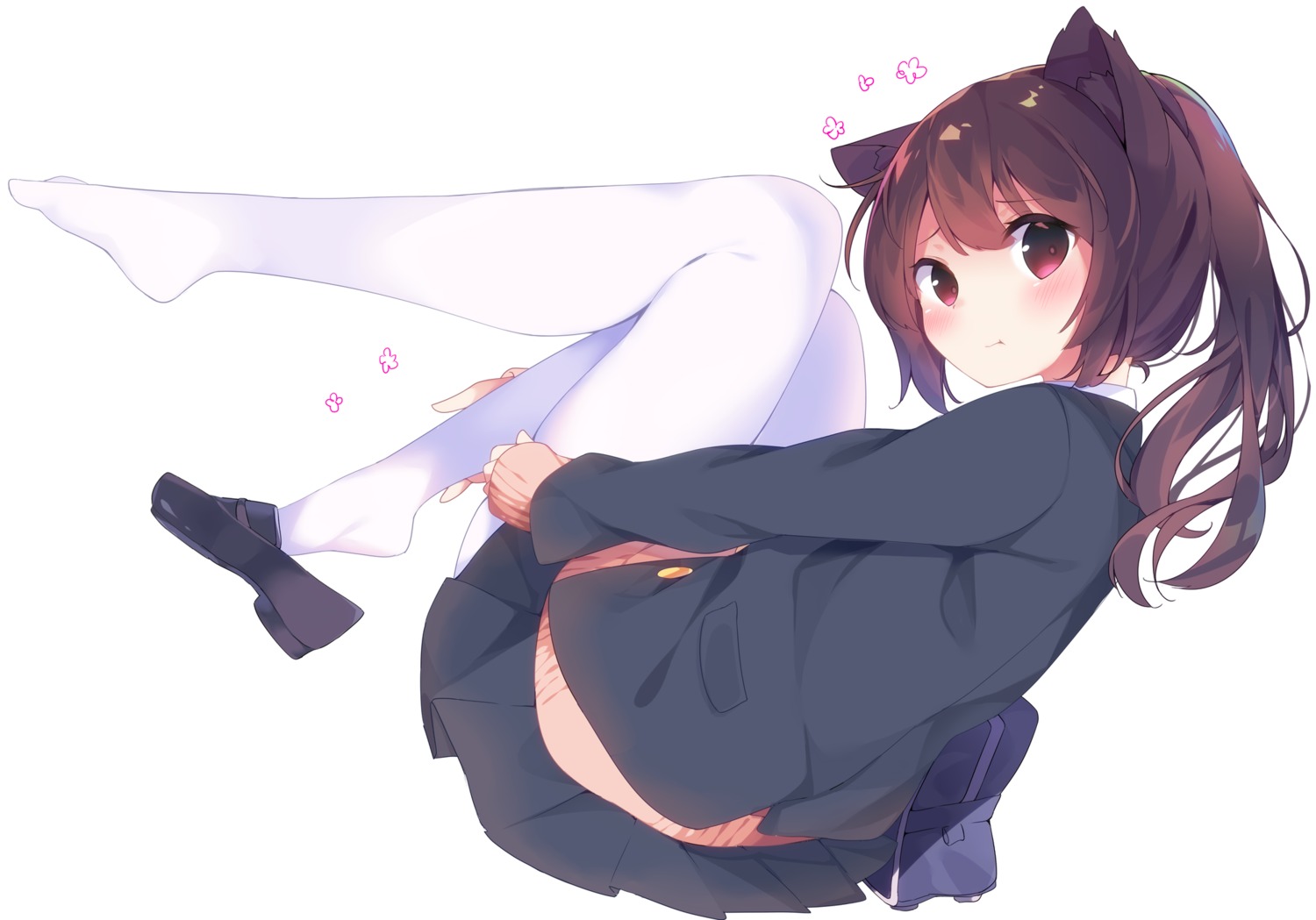 animal_ears, chikuwa, nekomimi, pantyhose, seifuku, sweater