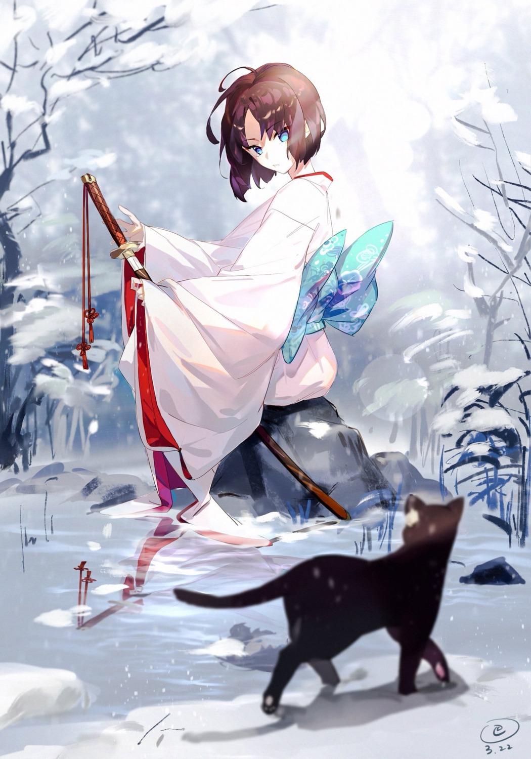 e_(h798602056), kara_no_kyoukai, kimono, neko, ryougi_shiki, sword