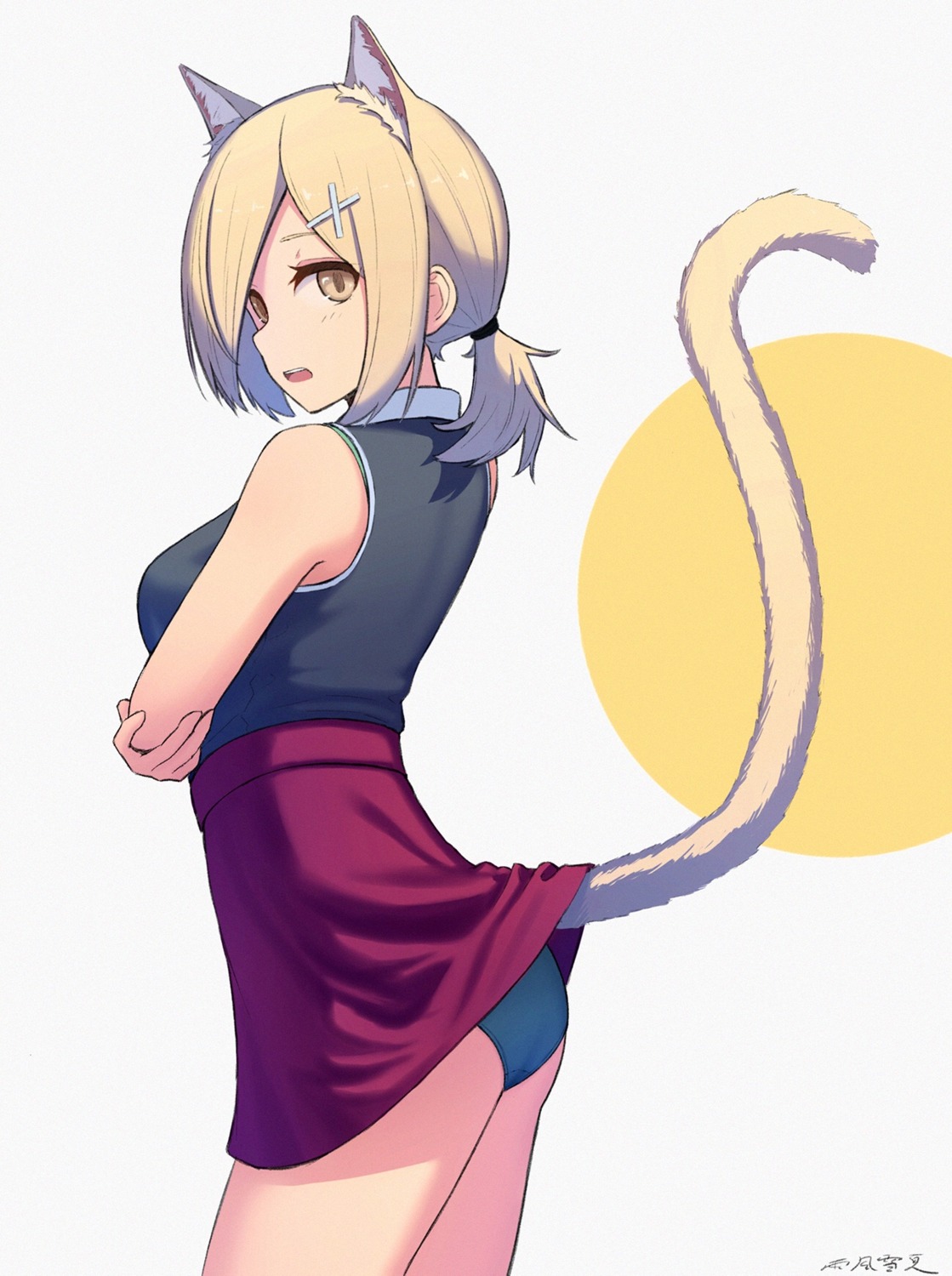 amekaze_yukinatsu, animal_ears, ass, nekomimi, pantsu, skirt_lift, tail