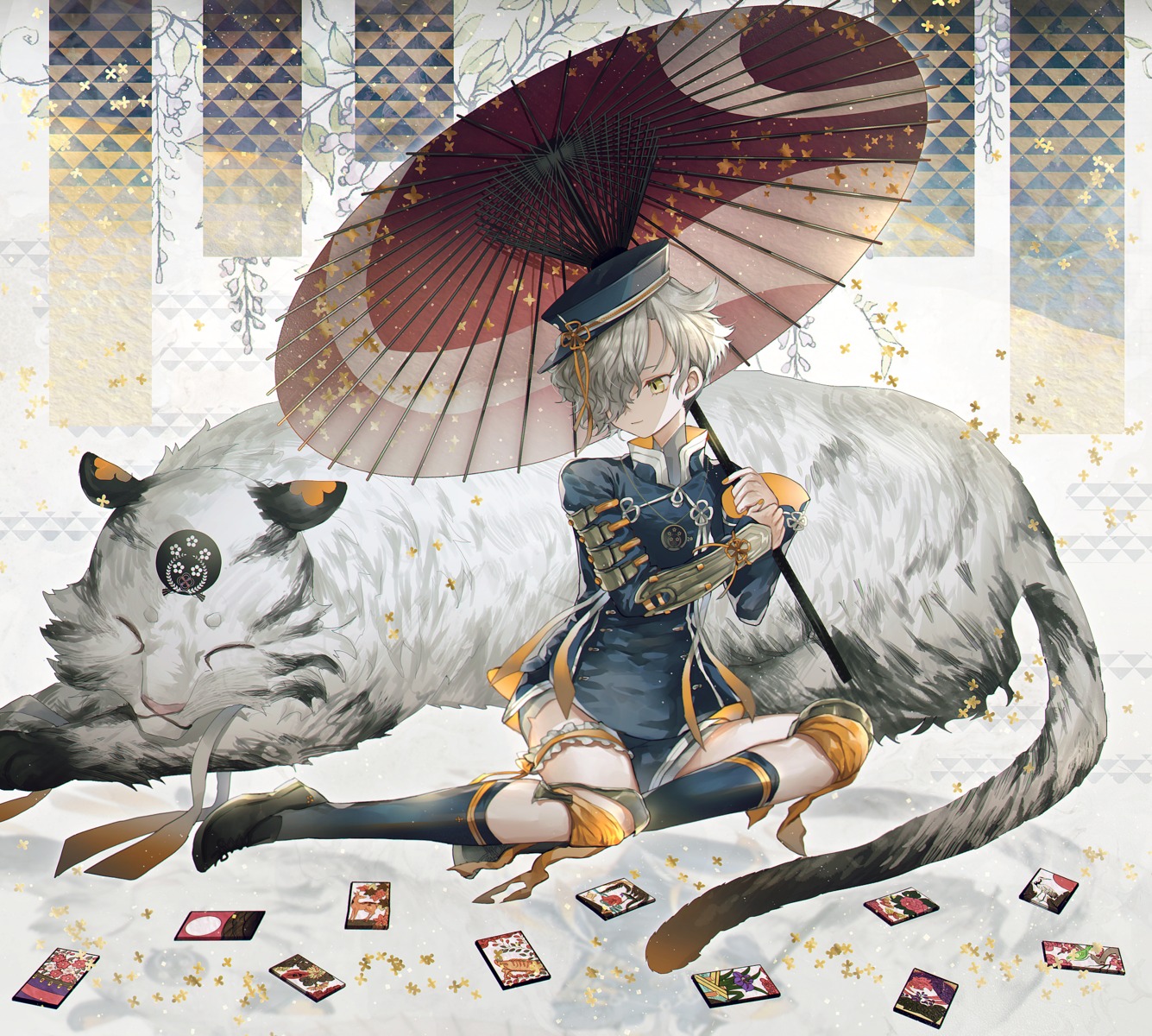 abandon_ranka, garter, gokotai, touken_ranbu, umbrella