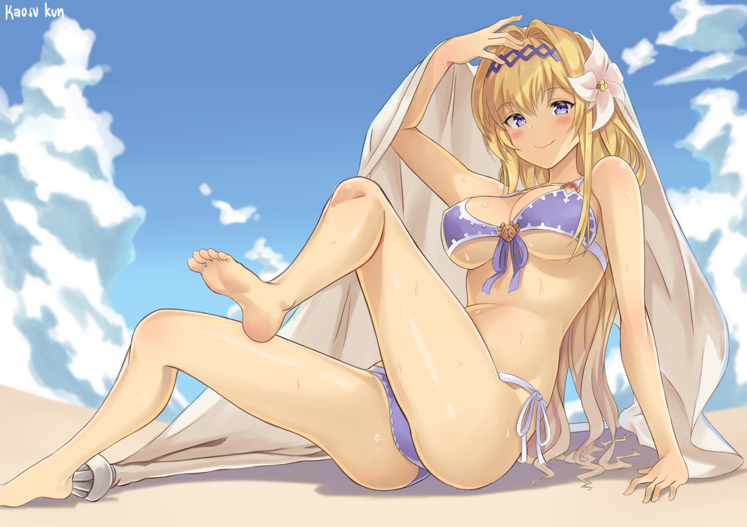 bikini, cleavage, feet, granblue_fantasy, jeanne_d'arc, jeanne_d'arc_(granblue_fantasy), ryan_edian, swimsuits