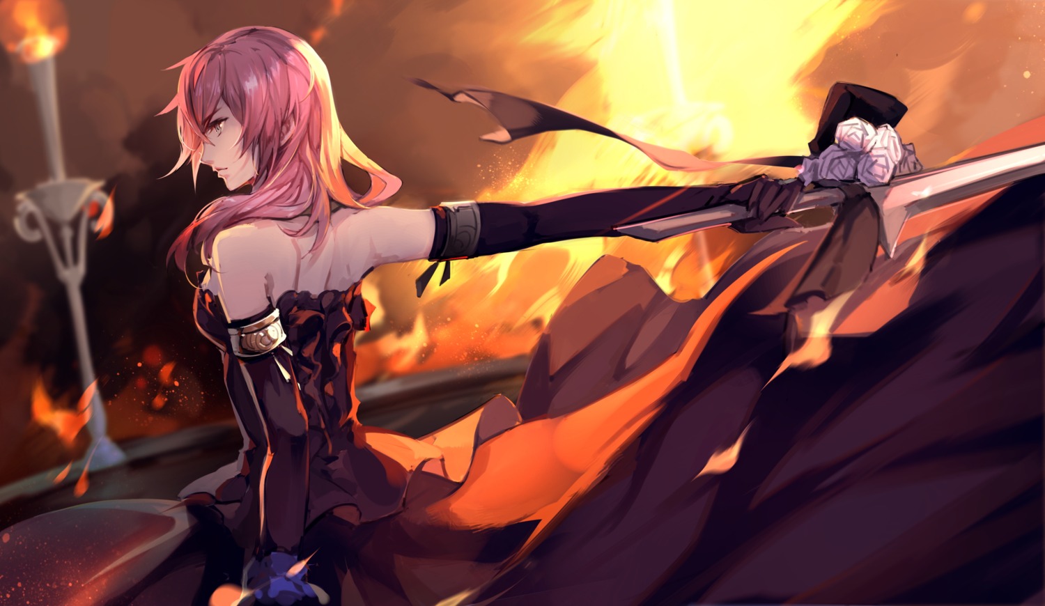 dress, final_fantasy, final_fantasy_xiii, kumako_(pixiv4171671), sword