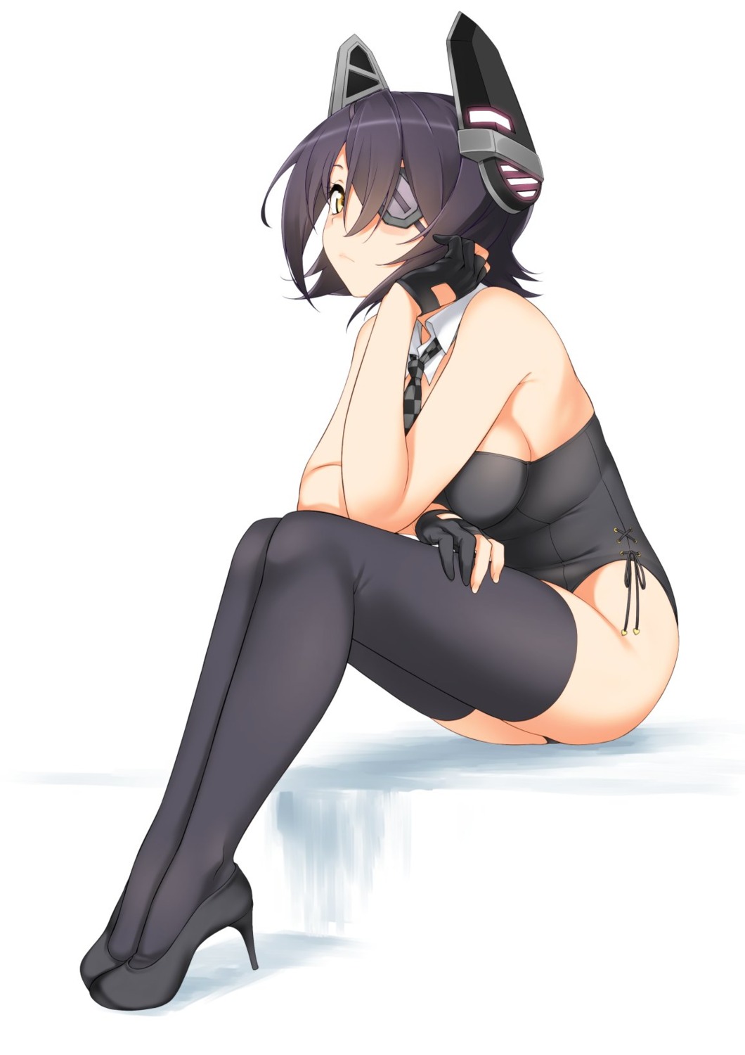 eyepatch, hatanaka, heels, kantai_collection, leotard, tenryuu_(kancolle), thighhighs