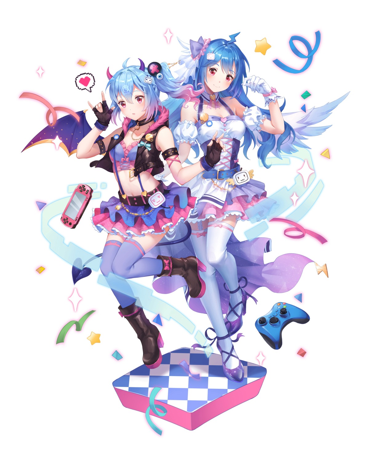 bili_bili_douga, bili_girl_22, bili_girl_33, carminar, cleavage, heels, horns, stockings, tail, thighhighs, wings