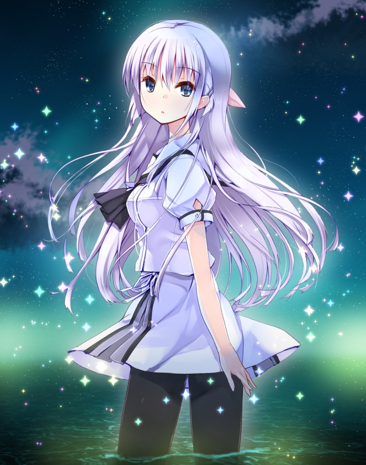 naruse_shiroha, pantyhose, refeia, seifuku, summer_pockets, wet