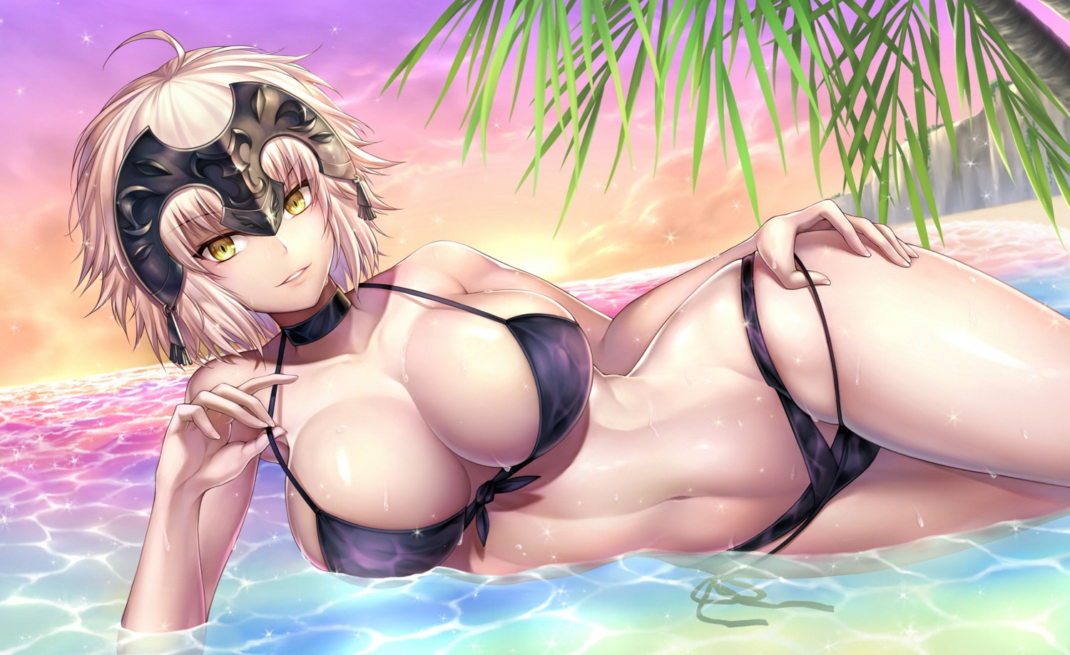 bikini, cleavage, fate/grand_order, jeanne_d'arc, jeanne_d'arc_alter_(fate), nasaniliu, swimsuits, wet