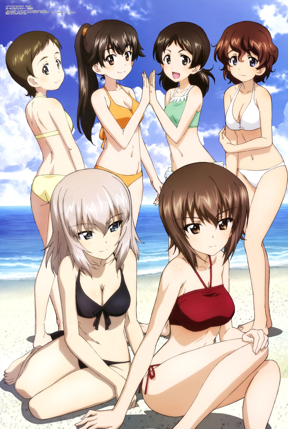 akaboshi_koume, ass, bikini, cleavage, girls_und_panzer, itou_takeshi, itsumi_erika, nishizumi_maho, ritaiko, swimsuits