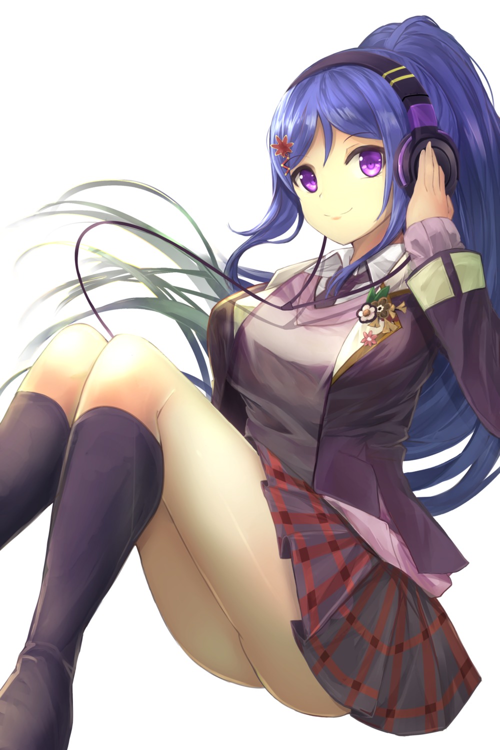 headphones, love_live!_(series), love_live!_sunshine!!, matsuura_kanan, orein, seifuku, sweater
