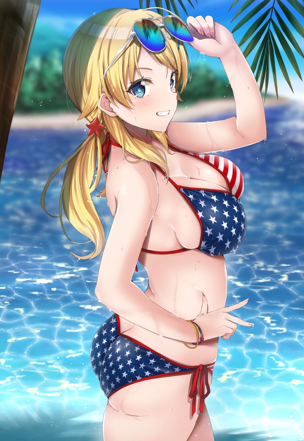 amagasa_ikuta, ass, bikini, cleavage, hachimiya_meguru, megane, swimsuits, the_idolm@ster, the_idolm@ster_shiny_colors, wet