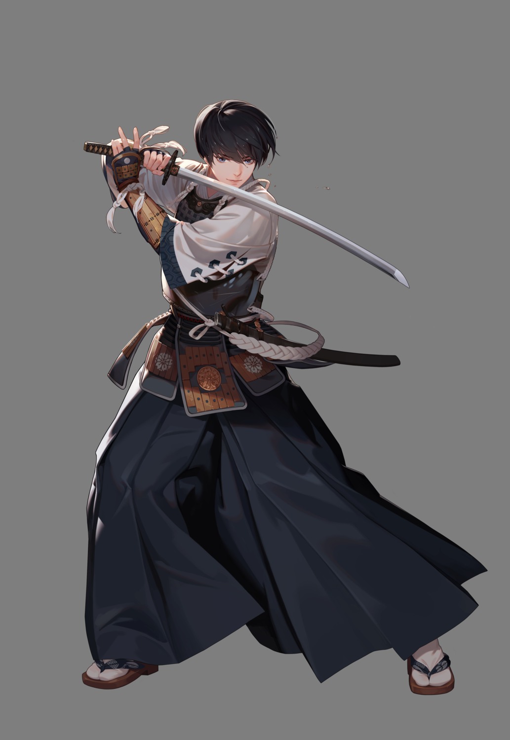 armor, black_survival, japanese_clothes, male, sword, tagme, transparent_png, yuki_(black_survival)