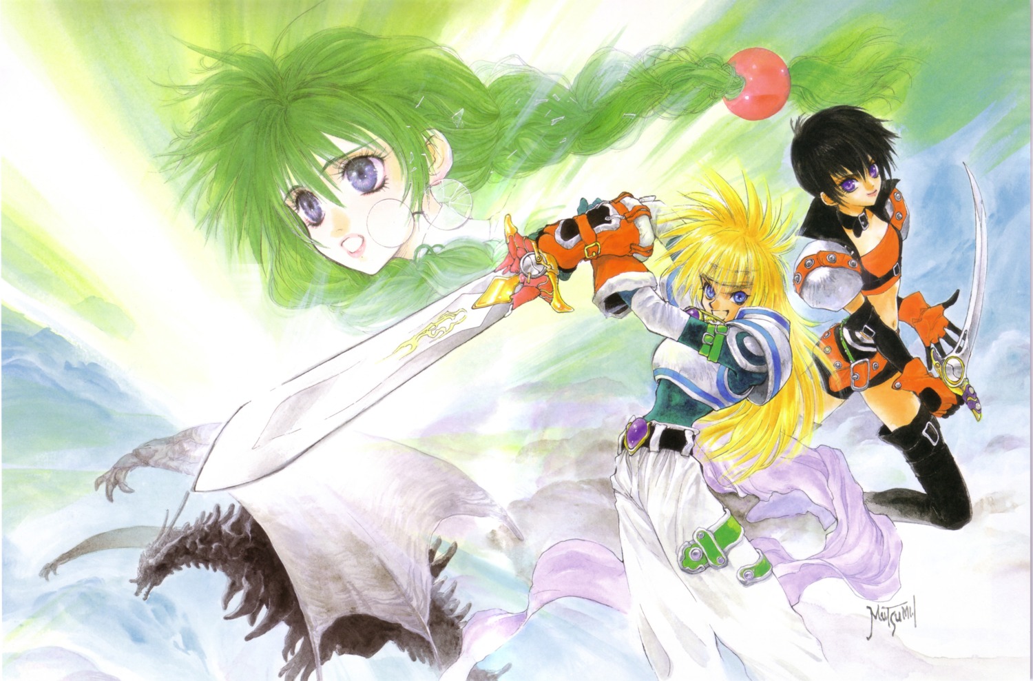 inomata_mutsumi, philia_philis, rutee_katret, stan_aileron, tales_of, tales_of_destiny