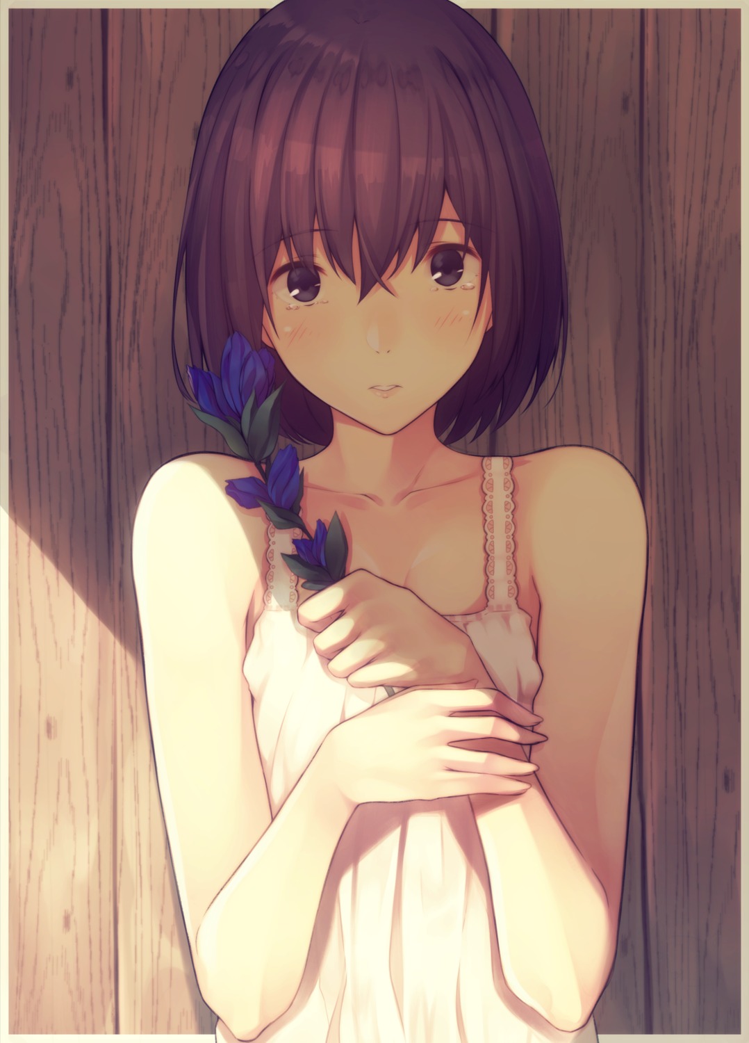 breast_hold, dress, fujiwara_mizuki, summer_dress