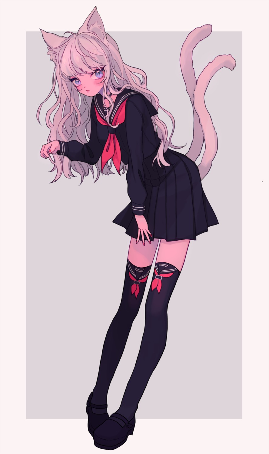 382, animal_ears, seifuku, tail, thighhighs