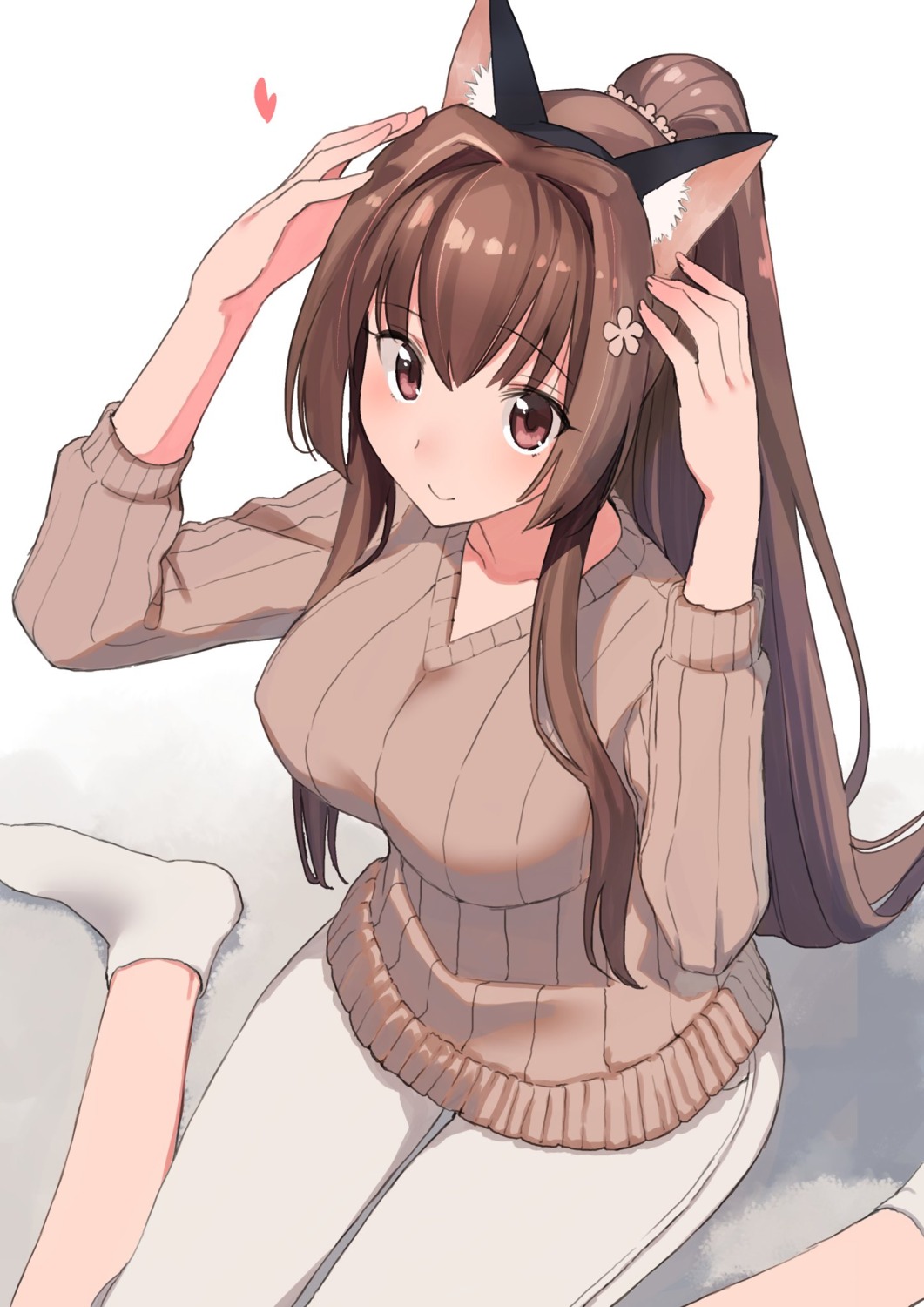 animal_ears, kantai_collection, masukuza_j, nekomimi, sweater, yamato_(kancolle)