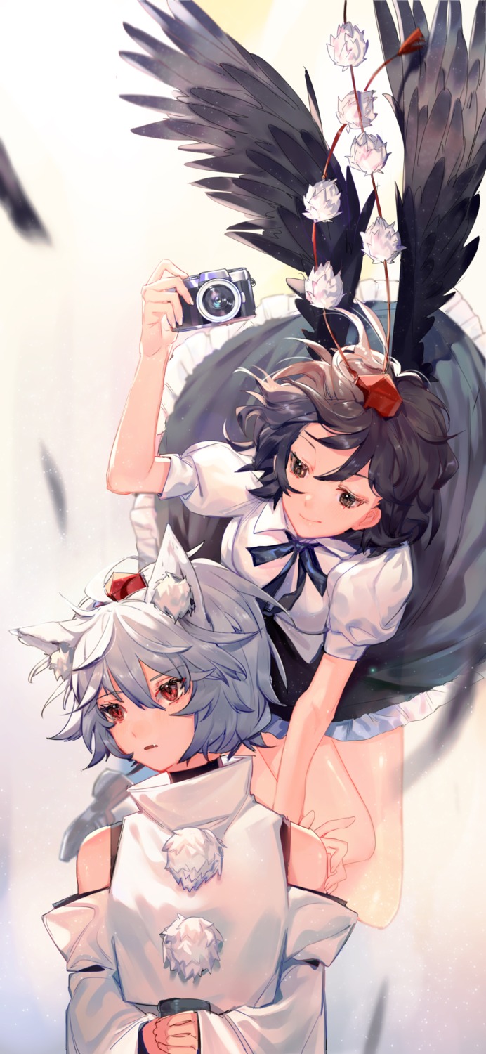 animal_ears, inubashiri_momiji, shameimaru_aya, tian_(my_dear), touhou, wings