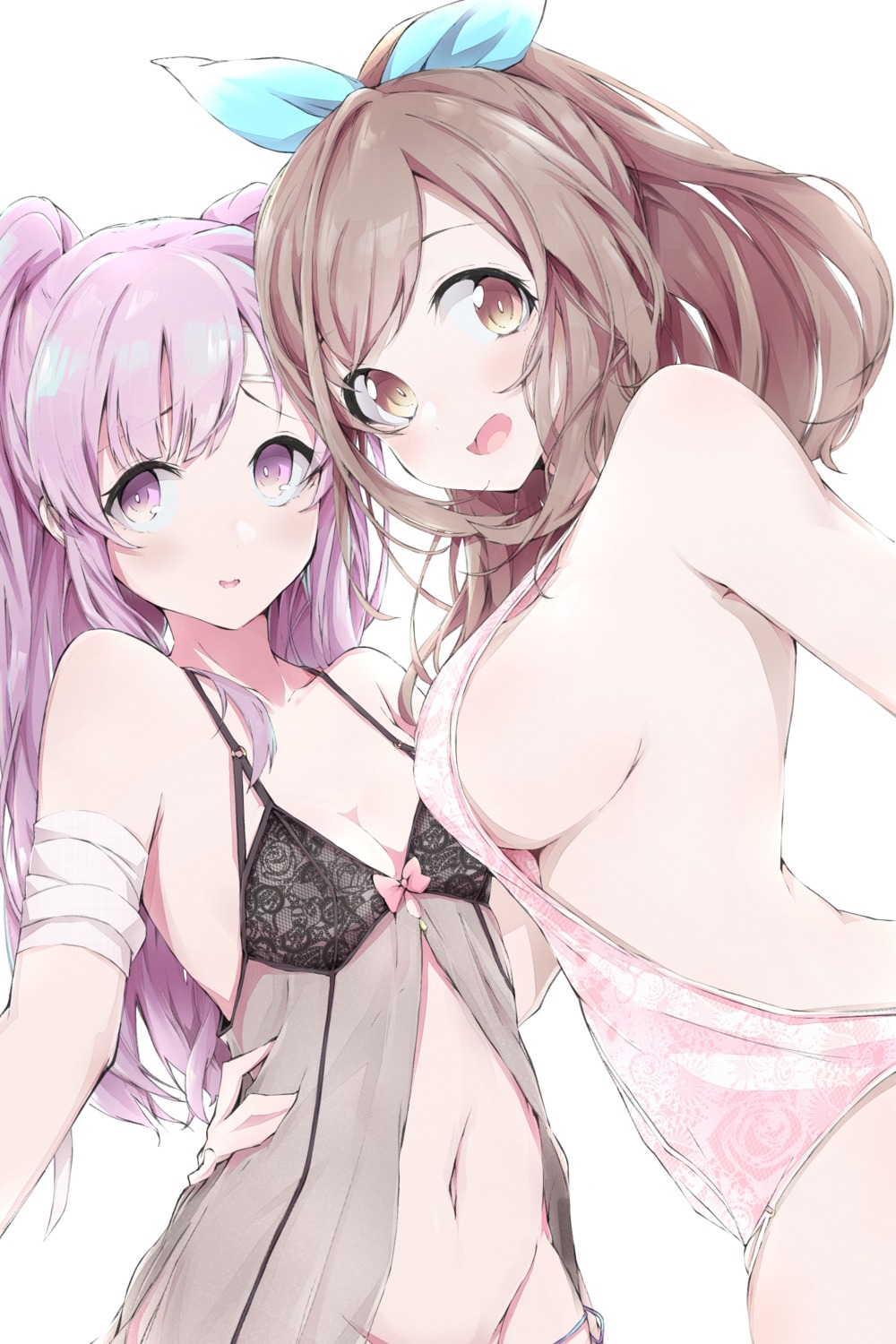 bandages, cleavage, e_sky_rugo, lingerie, no_bra, pantsu, see_through, string_panties, the_idolm@ster, the_idolm@ster_shiny_colors, tsukioka_kogane, yuukoku_kiriko