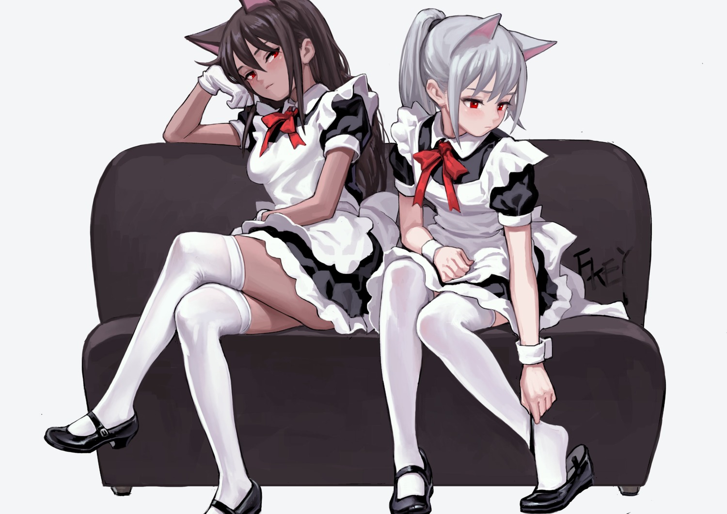 animal_ears, heels, maid, thighhighs, zengxianxin