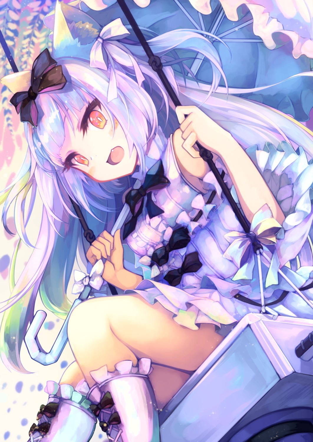 animal_ears, azur_lane, dress, lolita_fashion, otogi_kyouka, umbrella, yukikaze_(azur_lane)