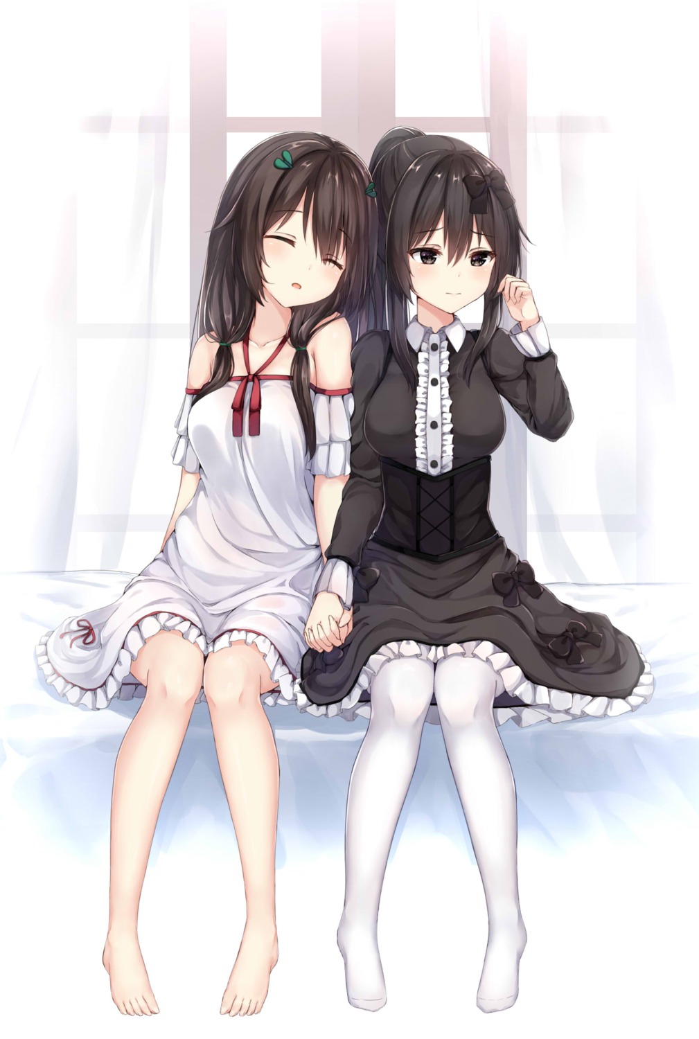 dress, gothic_lolita, lolita_fashion, pantyhose, ym_(distance819), yuri