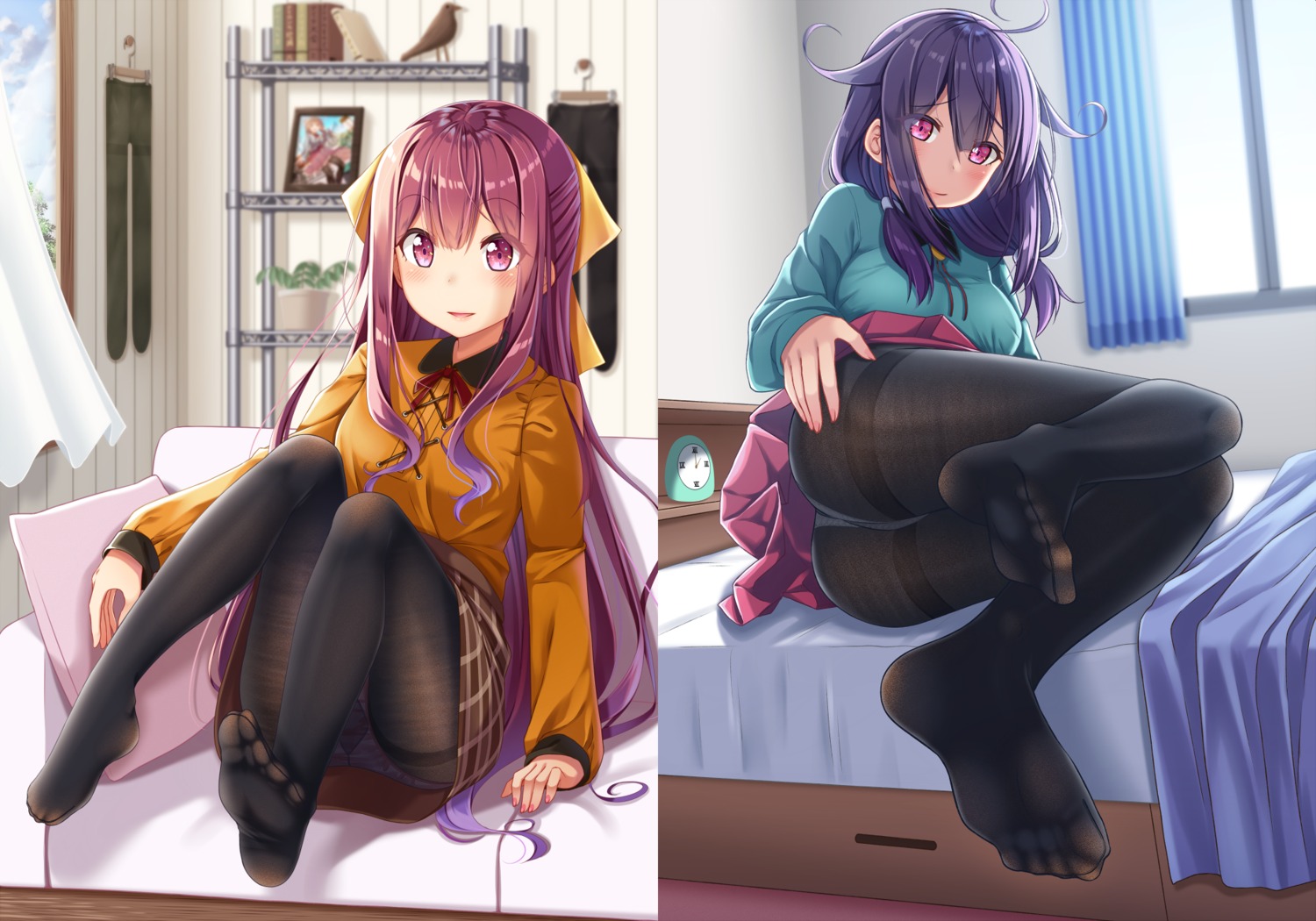 ass, feet, gurande, kamikaze_(kancolle), kantai_collection, pantsu, pantyhose, taigei_(kancolle)