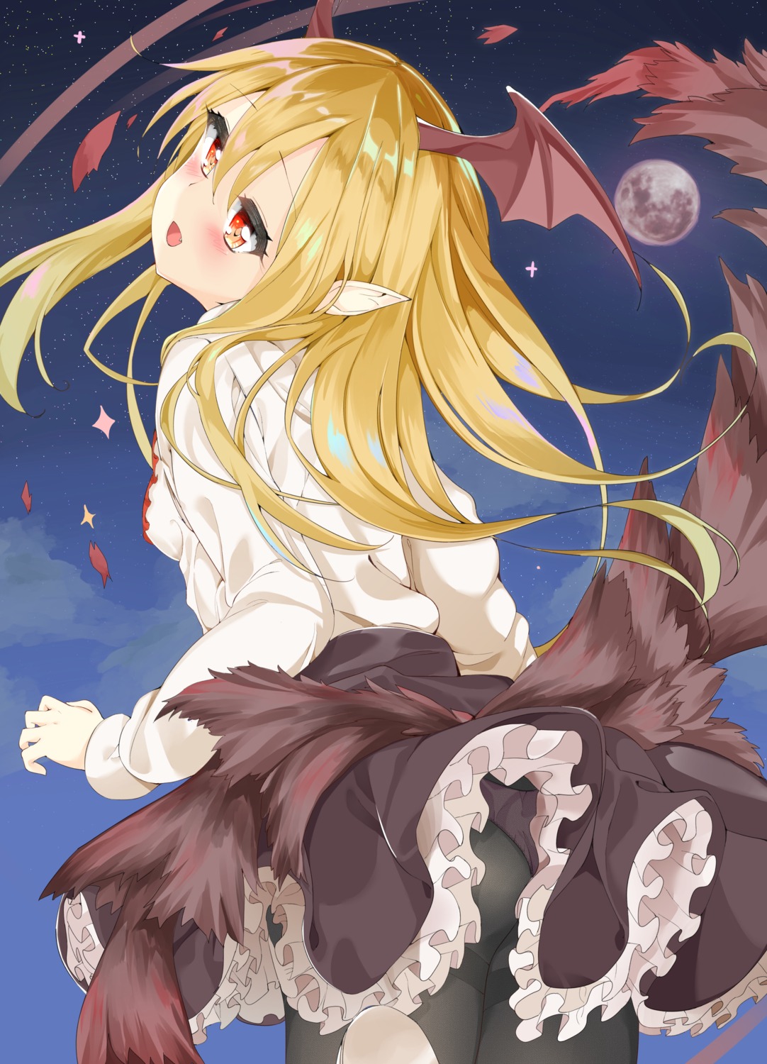 ass, granblue_fantasy, kamioka_chiroru, pantyhose, pointy_ears, skirt_lift, tail, vampy_(shingeki_no_bahamut)